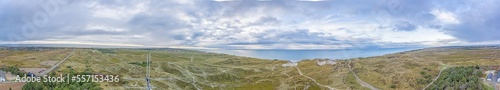 360 Panoramic picture from Lyngvik beach lighthouse in Denmark daytime © Aquarius