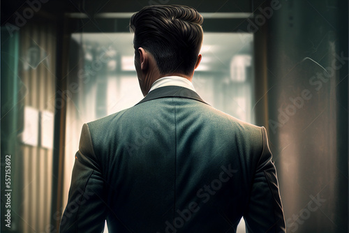 Businessman in office, view from back © Ivan