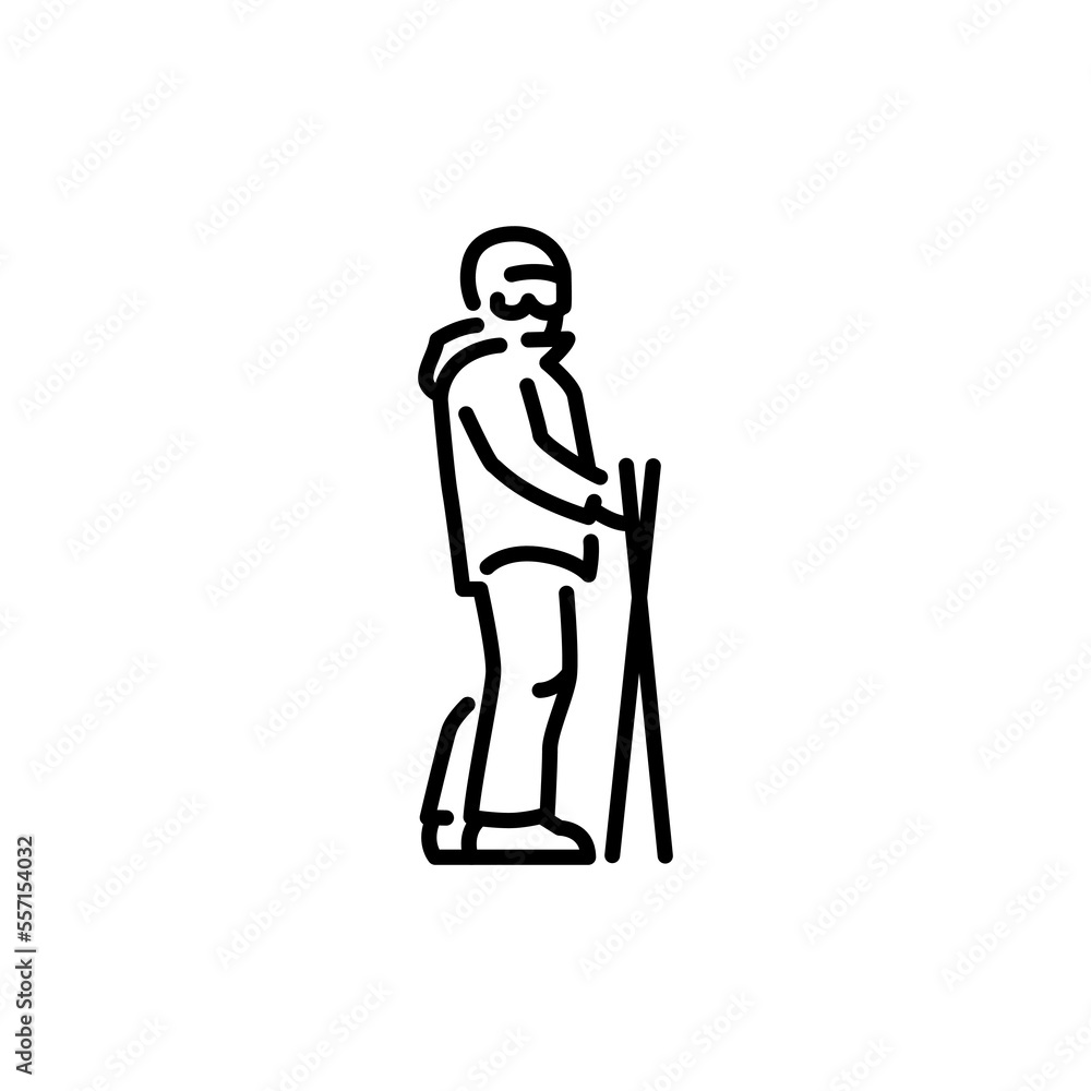 Skier color line icon. Skiing in winter Alps. Skier color line icon. Skiing in winter Alps.