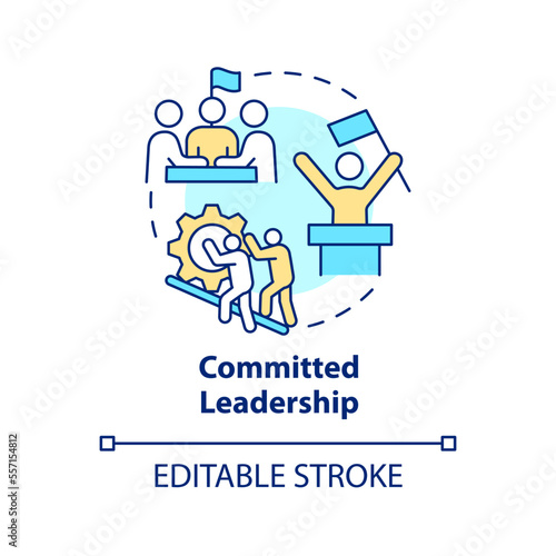 Committed leadership concept icon. Government transformation discipline abstract idea thin line illustration. Isolated outline drawing. Editable stroke. Arial, Myriad Pro-Bold fonts used