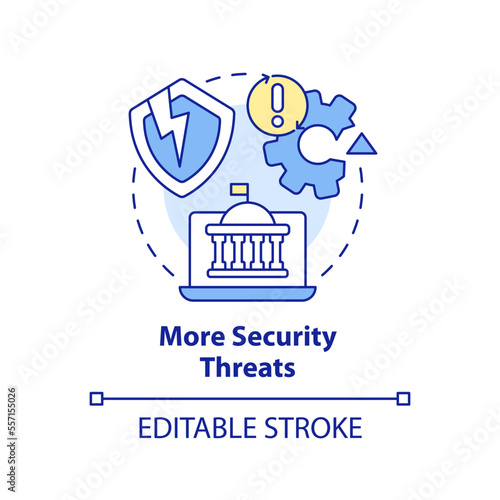More security threats concept icon. Cybersecurity problem. Modern public sector issue abstract idea thin line illustration. Isolated outline drawing. Editable stroke. Arial, Myriad Pro-Bold fonts used
