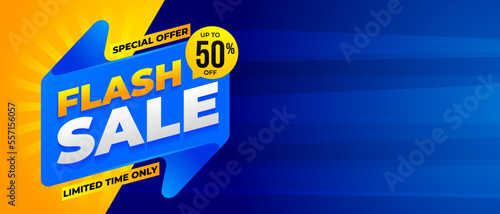 Flash sale banner background, vector design template for promotional and discount events and social media post