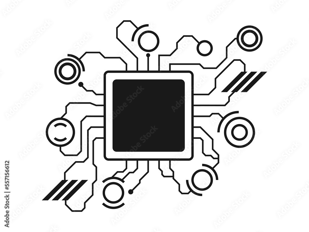 Processor and electrical circuit black on a white background, cover design, interior design. Processor and electrical circuit black on a white background, cover design, interior design.