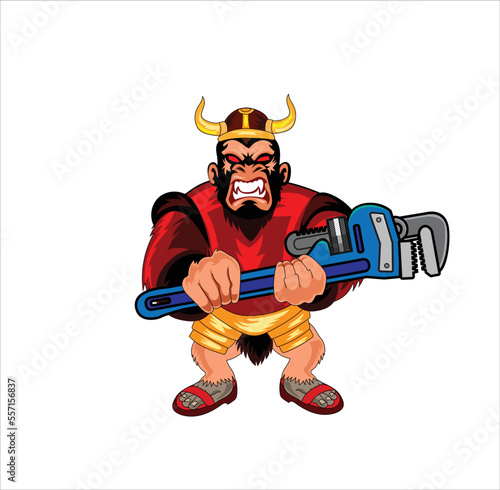 Monkey plumber mascot vector illustration