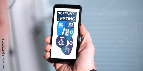 Software testing concept on a smartphone