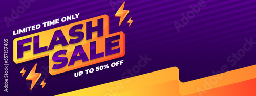 Flash sale banner background, vector design template for promotional and discount events and social media post