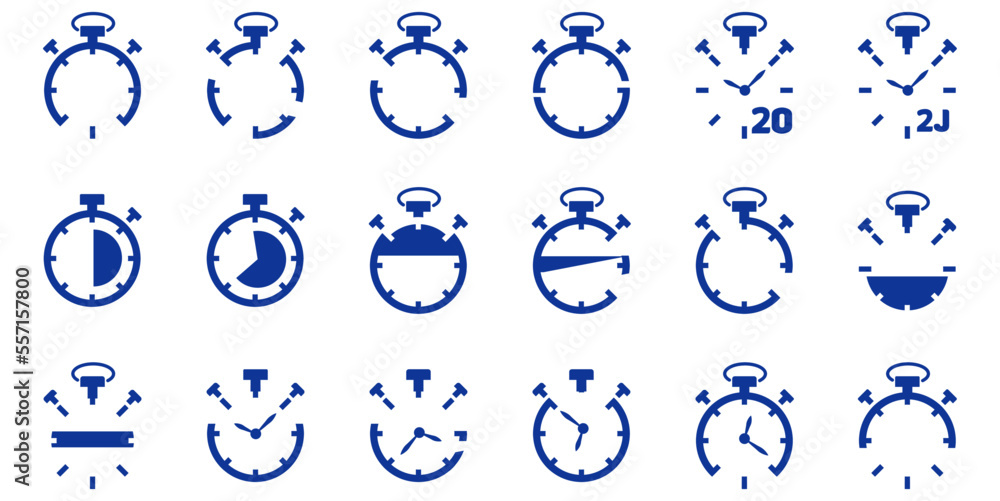 Timer and clock icon set. Time symbol flat icon. Stopwatch, timer, hourglass, clock. Fast time icon. Timer and clock icon set. Time symbol flat icon. Stopwatch, timer, hourglass, clock. Fast time icon.
