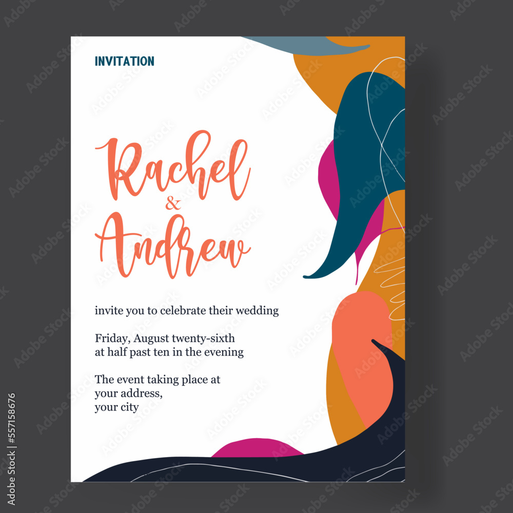 Simple wedding invitation template Stock Vector | Adobe Stock