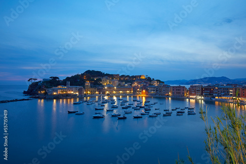 Silent bay ad Blue Hour, Sestri Levante, Liguria, Italy