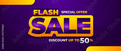 Flash sale banner background  vector design template for promotional and discount events and social media post