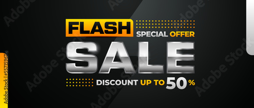 Flash sale banner background, vector design template for promotional and discount events and social media post