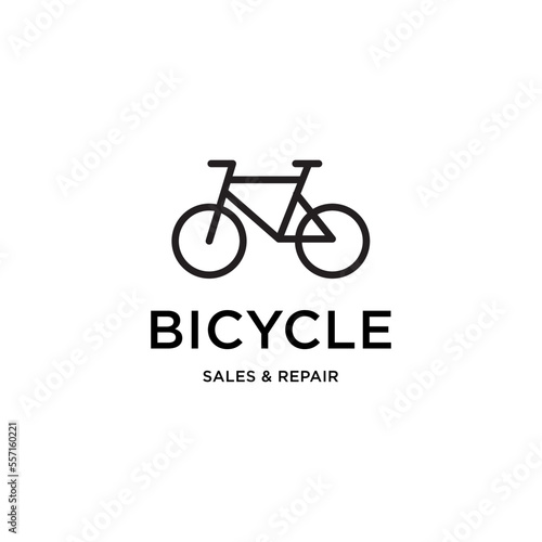 Bicycle shop logo design vector image, line style logo 