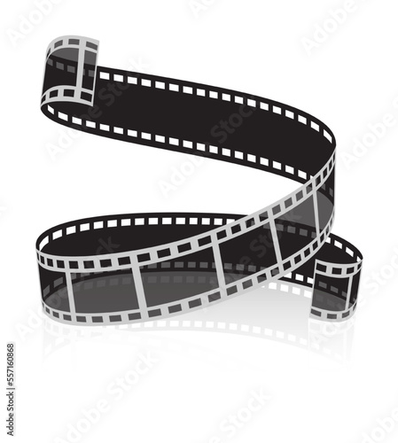 Film tape twisted. Retro photography film-reel Isolated on white background. Vector illustration