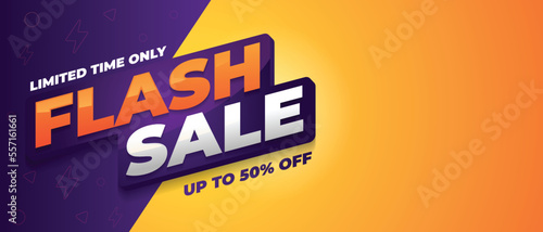 Flash sale banner background, vector design template for promotional and discount events and social media post