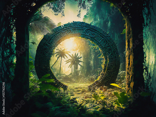 Portal to another dimension in a tropical rainforest environment