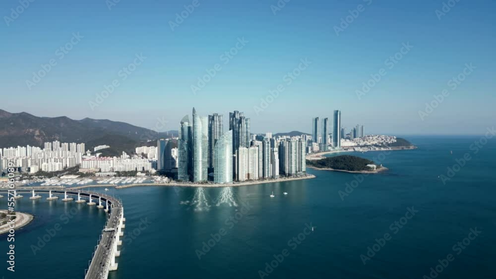 Marine City downtown Haeundae city skyscrapers aerial view in Busan, South Korea Marine City downtown Haeundae city skyscrapers aerial view in Busan, South Korea