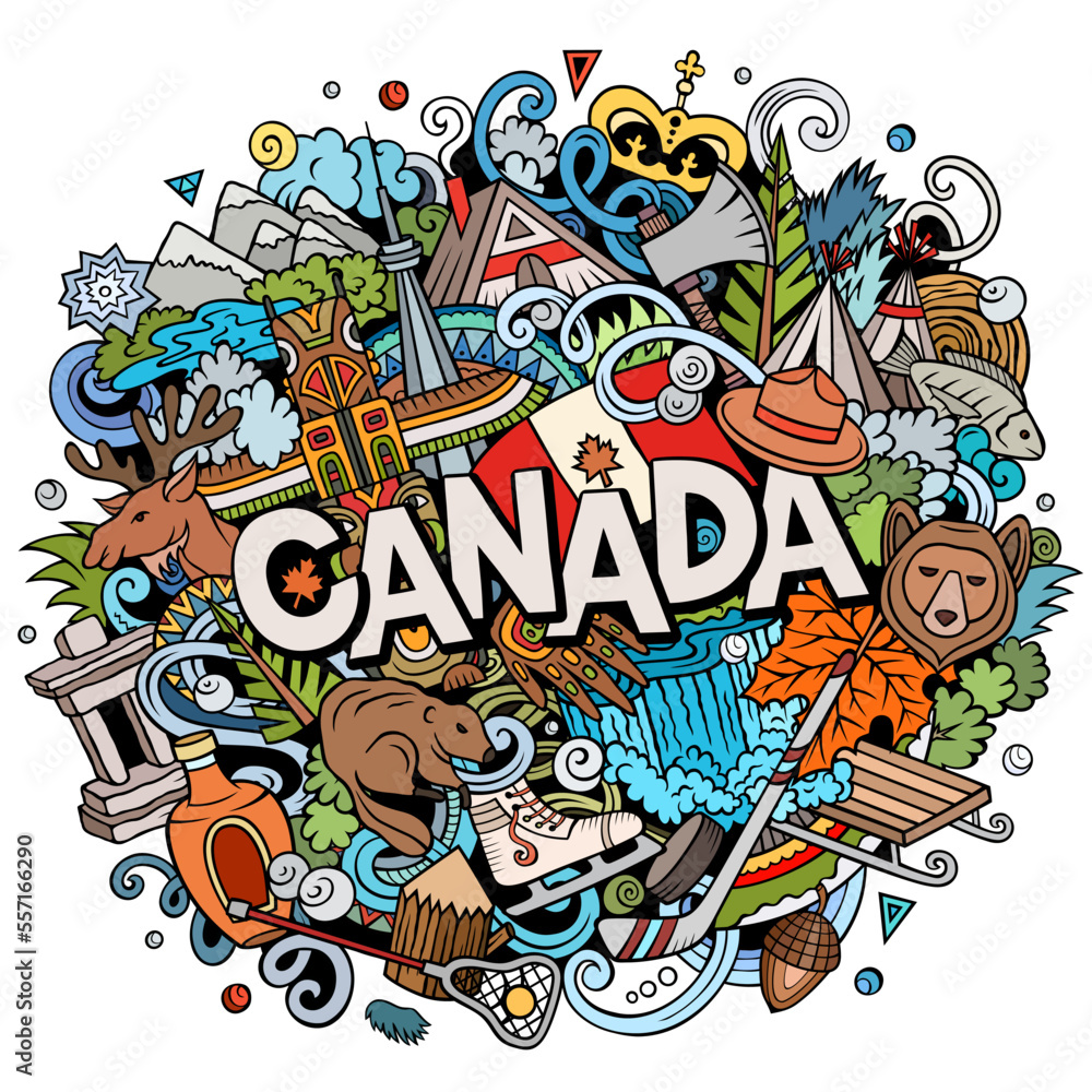 Canada cartoon doodle illustration. Funny Canadian design Canada cartoon doodle illustration. Funny Canadian design