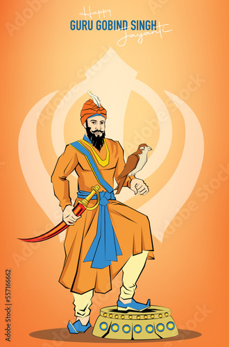 illustration of Guru Gobind Singh Jayanti Sikh festival and celebration in Punjab