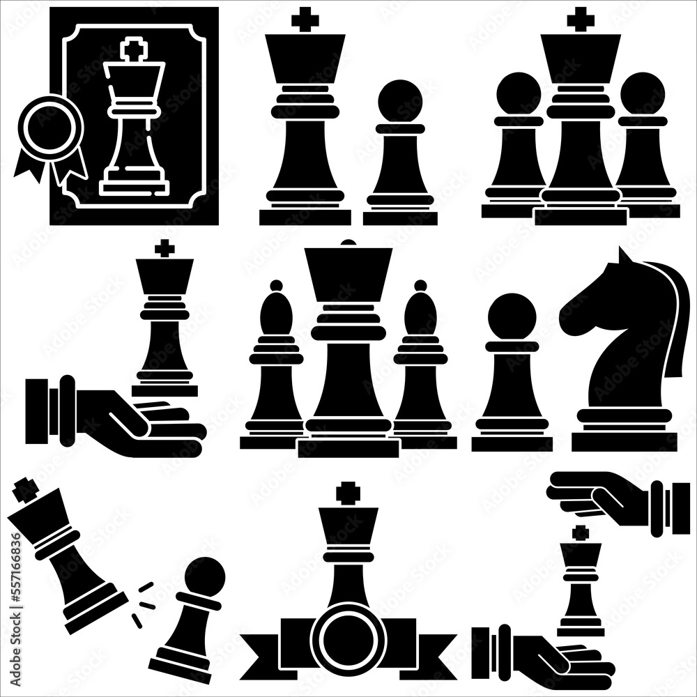 Chess icon glyph style part three Chess icon glyph style part three