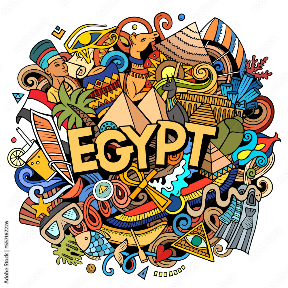 Egypt cartoon doodle illustration. Funny design