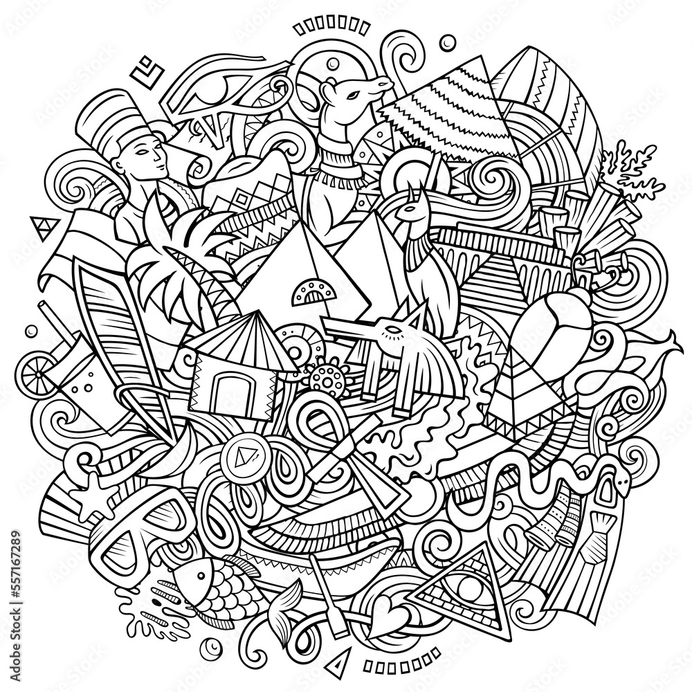 Fototapeta premium Egypt cartoon doodle funny illustration