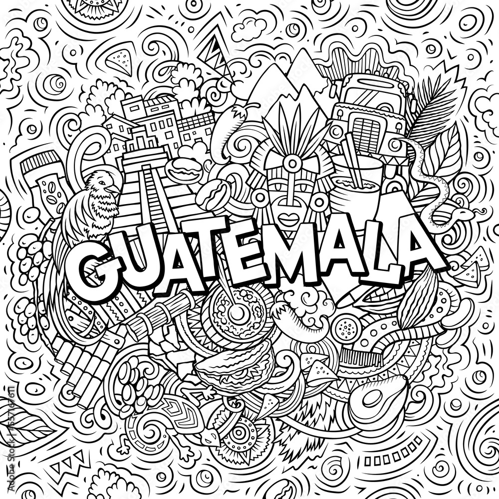 Guatemala cartoon doodle illustration. Funny design