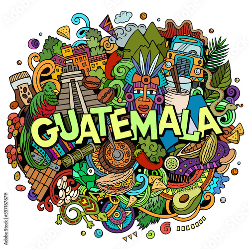 Guatemala cartoon doodle illustration. Funny design