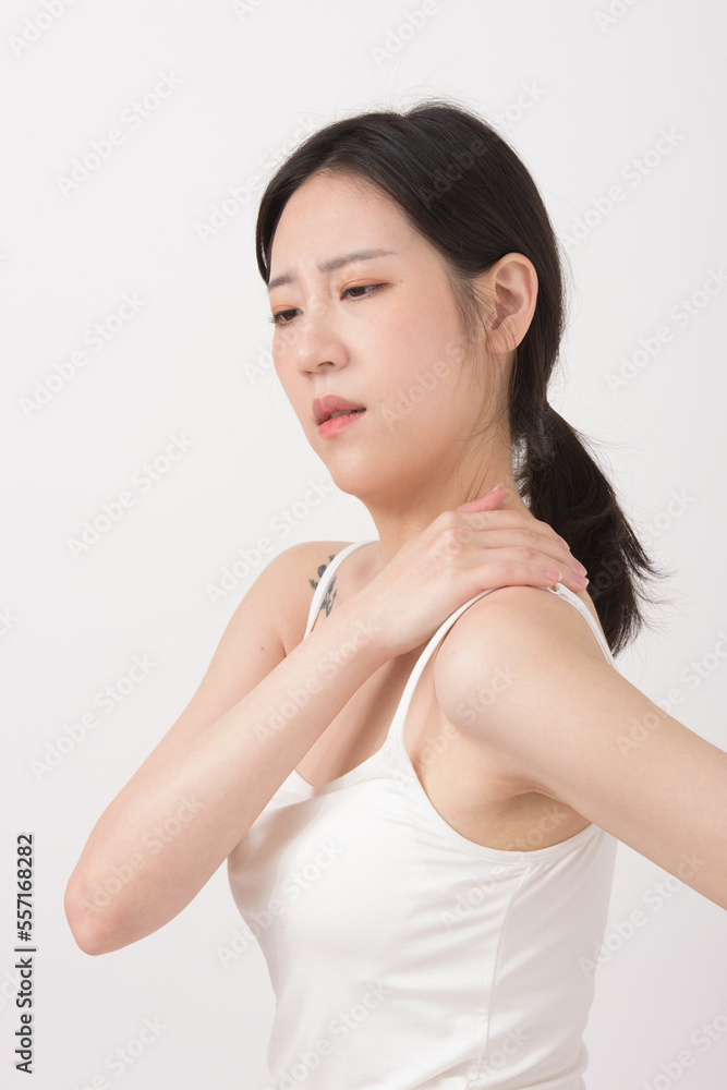 adult woman feels sick, while standing and suffering from unbearable pain. adult woman feels sick, while standing and suffering from unbearable pain.