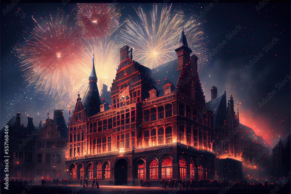 New year's fireworks in Belgium, generative ai