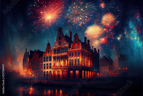 New year's fireworks in Belgium, generative ai