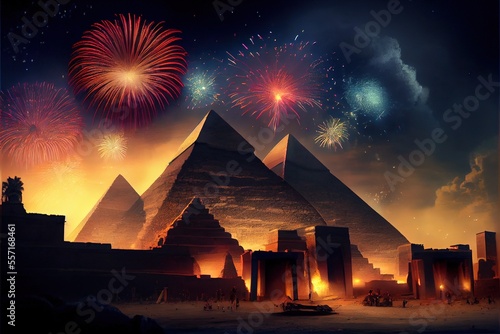 New year s fireworks in Egypt  generative ai
