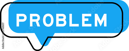 Speech banner and blue shade with word problem on white background