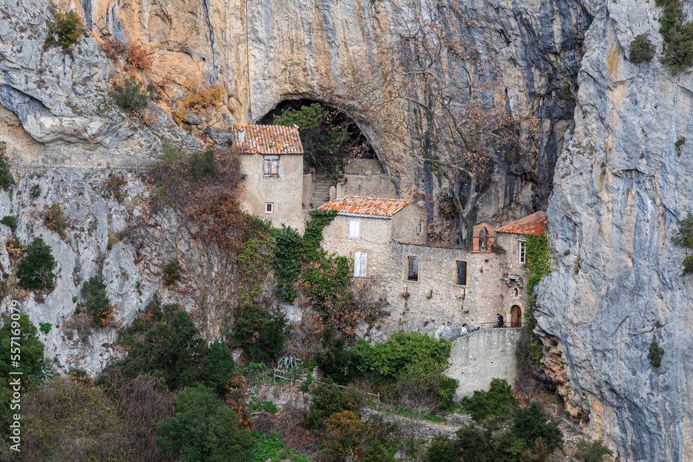The hermitage of Saint-Antoine de Galamus, located within the gorges of Galamus,
