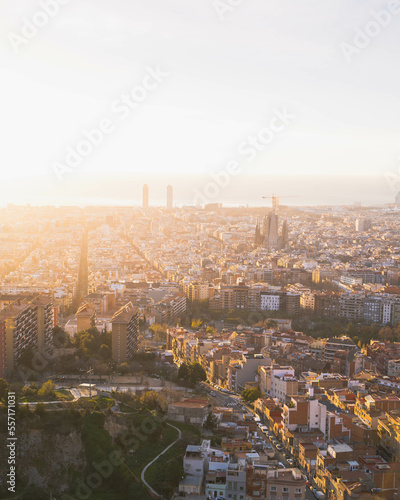 Amazing panoramic view of the city during the golden hour