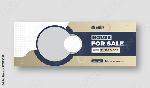 Home for sale real estate facebook cover and web banner template, social media post for real estate business