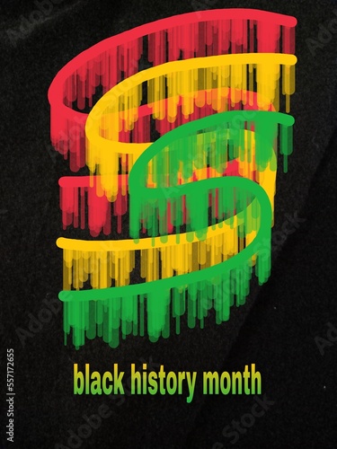 Greeting black history month isolate black background graphic illustration 