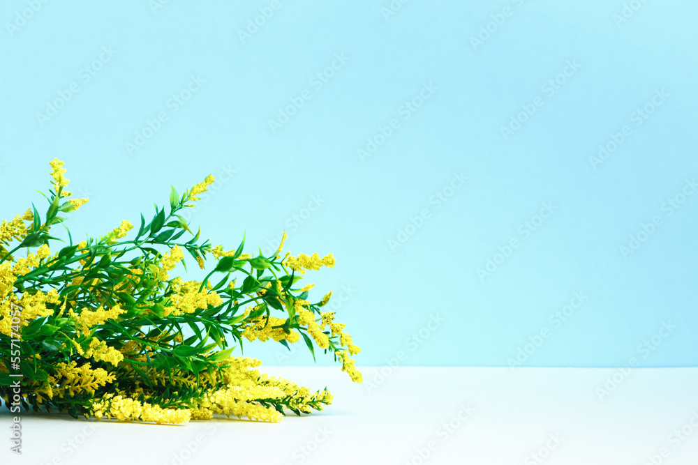 Easter spring composition. Flowering branch on the table. Easter spring composition. Flowering branch on the table.