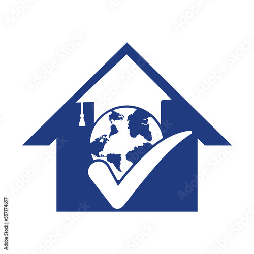 Education world vector logo template with globe and student hat symbol.
