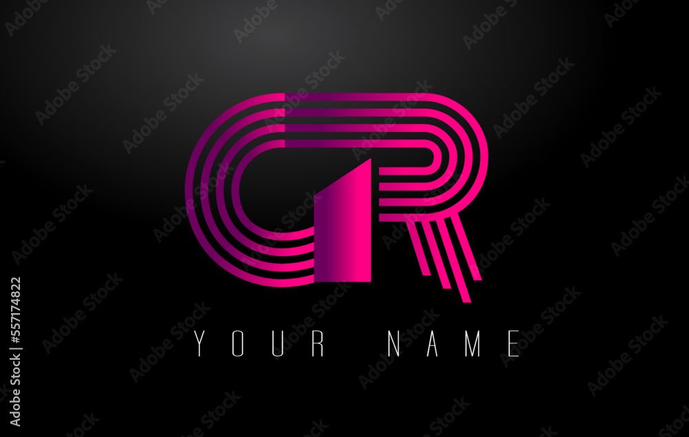GR Magenta Lines Letter Logo. Creative Line Letters Vector Template. GR Magenta Lines Letter Logo. Creative Line Letters Vector Template.