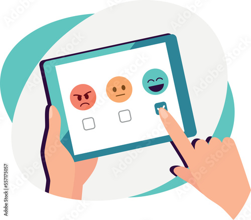 Vector leave feedback on tablet via internet