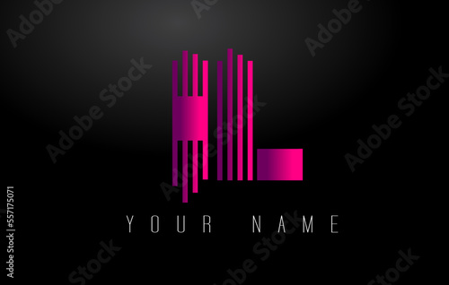 IL Magenta Lines Letter Logo. Creative Line Letters Vector Template.
