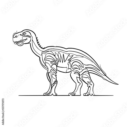 Dinosaur silhoutte, continuous minmalist line art vector