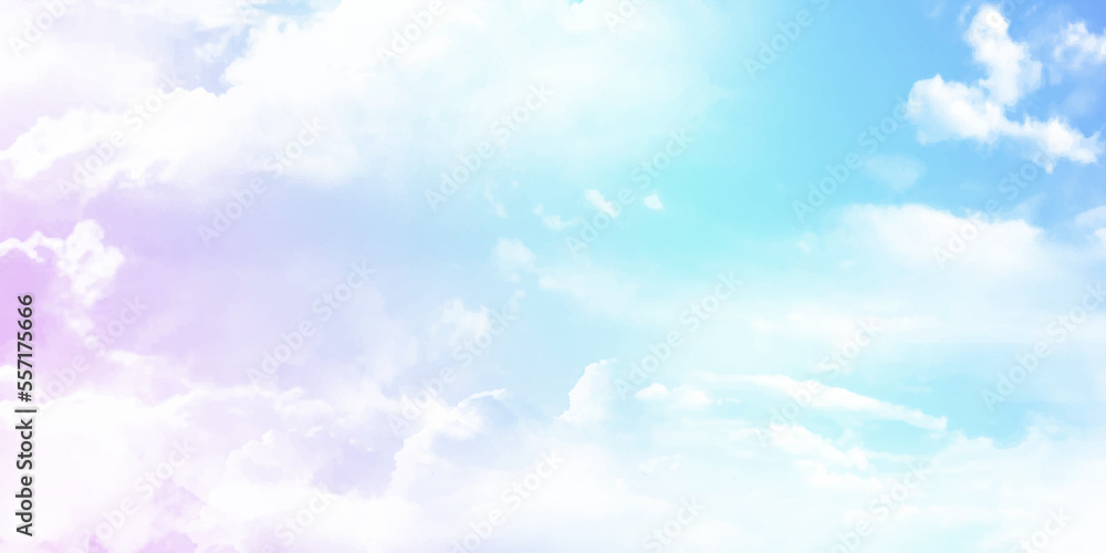 Clear beige pastel sky and white cloud detail with copy space. Sky Landscape Background. Summer heaven with colorful clearing sky. Vector illustration. Sky clouds background.