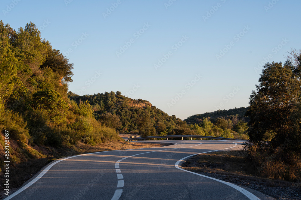 lonely mountain road with curves in autumn lonely mountain road with curves in autumn