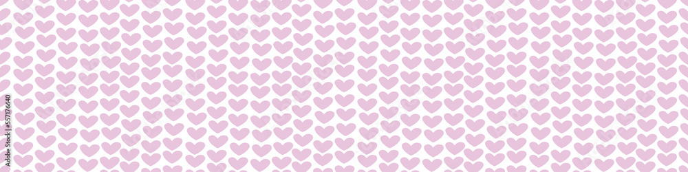 Vector seamless pattern with pink hearts. Horizontal background, texture for textile, wrapping paper, Valentine's day, greeting card, wedding