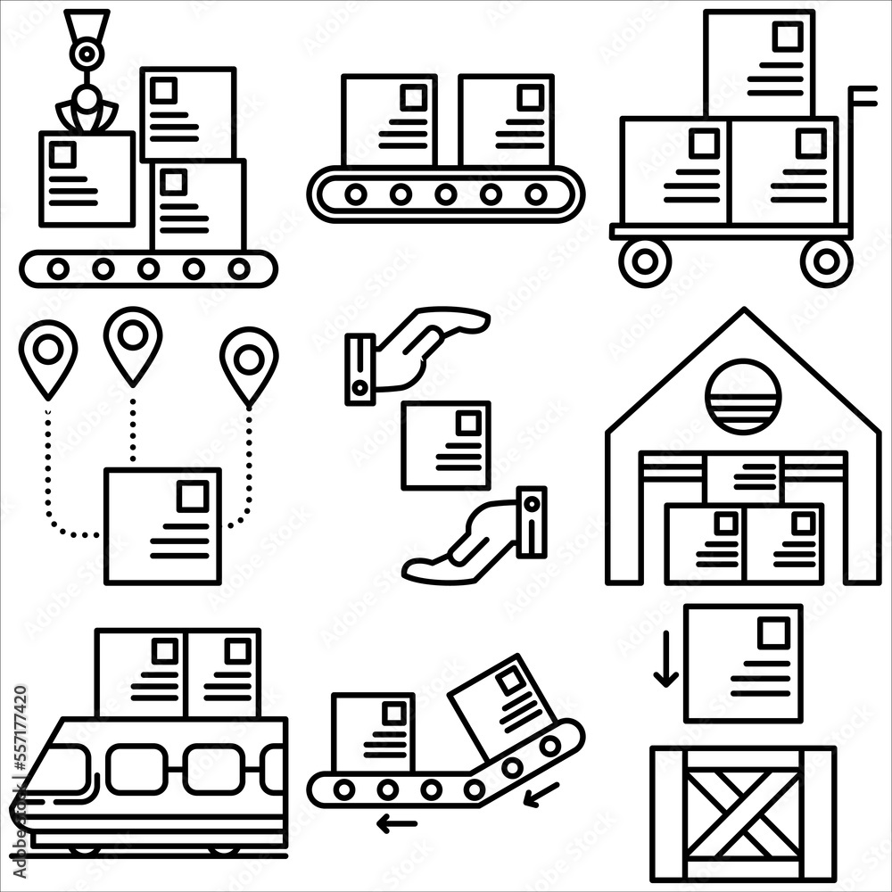 Logistics icon outline style part four Logistics icon outline style part four