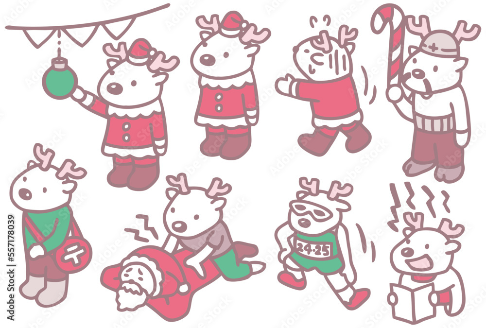 トナカイ クリスマス シンプル キャラクター素材 サンタ衣装 トナカイ クリスマス シンプル キャラクター素材 サンタ衣装