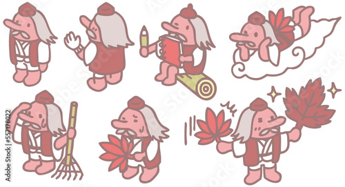 天狗　キャラクター素材　全身　団扇