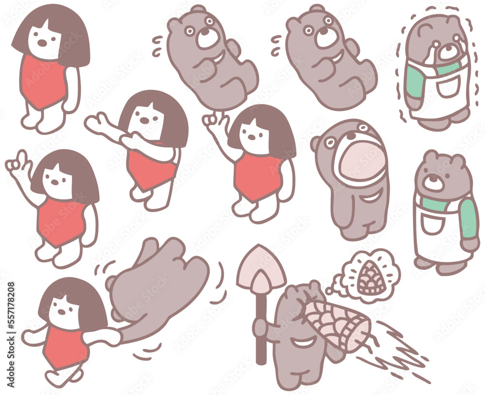 Obraz premium 金太郎 熊 キャラクター素材 人物