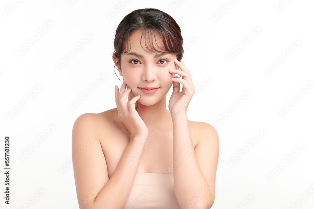 Beautiful young asian woman with clean fresh skin on white background, Face care, Facial treatment, Cosmetology, beauty and spa, Asian women portrait. Beautiful young asian woman with clean fresh skin on white background, Face care, Facial treatment, Cosmetology, beauty and spa, Asian women portrait.